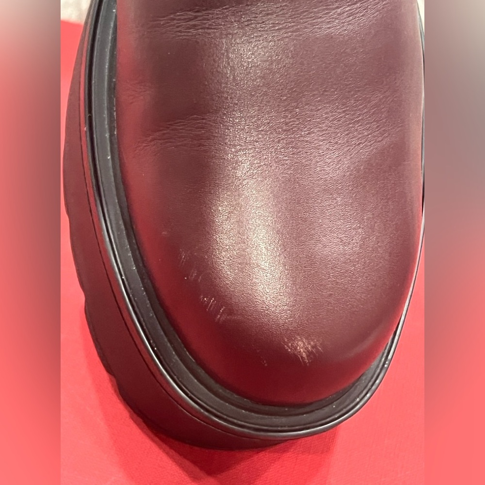 Valentino Garavani Rockstud VLOGO 85 Burgundy Leather Platform Boots 41EU/11US - Picture 8 of 17